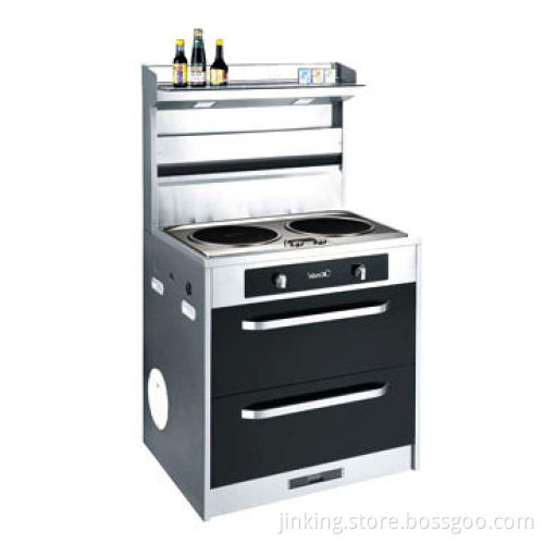 Integrated Cooker with Brushed Stainless Steel and Cleaning Function